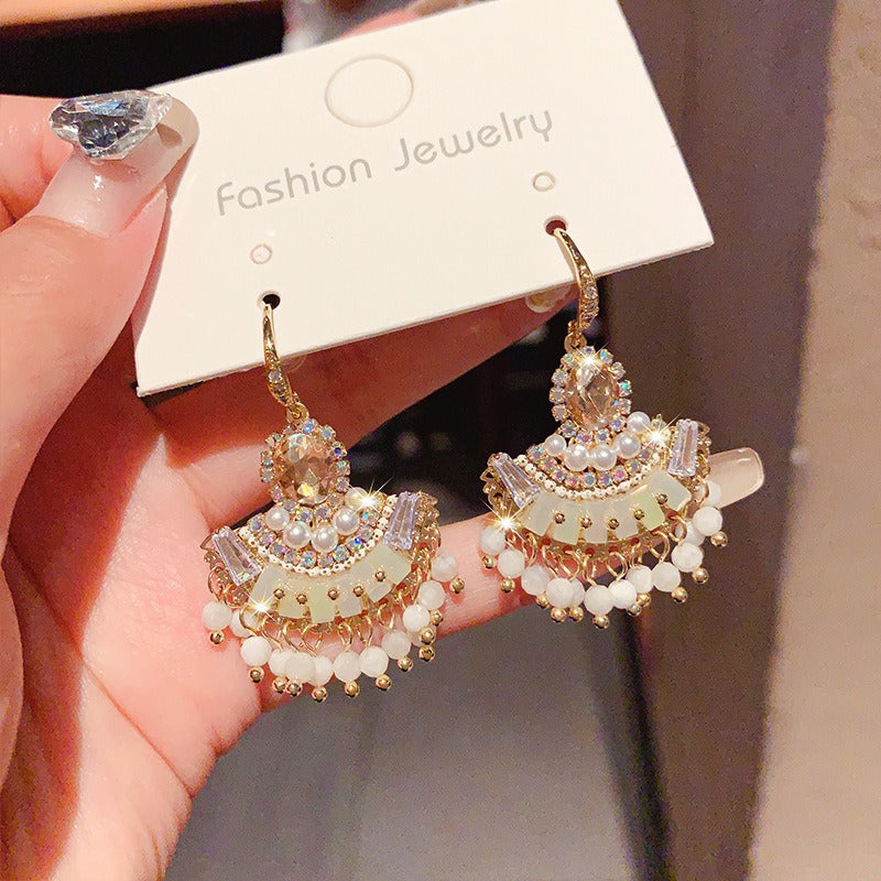 Boho Beaded Earrings Vintage Pearl Earrings Chic Dangle Earrings