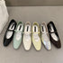 Elegant Flat Mary Jane Shoes Women's Flats Pointed Toe Silver Soft Ballet Flats Slip On Shoes