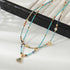Linglang Blue Green Lapis Lazuli Natural Stone Beaded Necklace Layered Jewelry Czech Beads Necklace Layering Jewelry