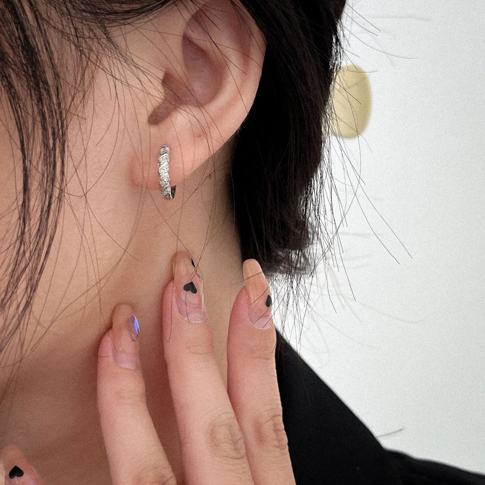 Linglang S925 Sterling Silver Small Hoop Earrings Cubic Zirconia Huggie Hoop Earrings Cuff Tiny Hoop Earrings