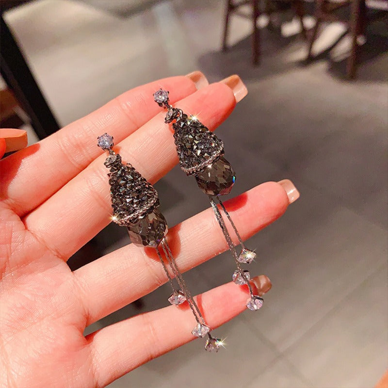 Linglang S925 Silver Boho Earrings Vintage Beaded Dangle Earrings Swarovski Crystal Earrings Retro Jewelry