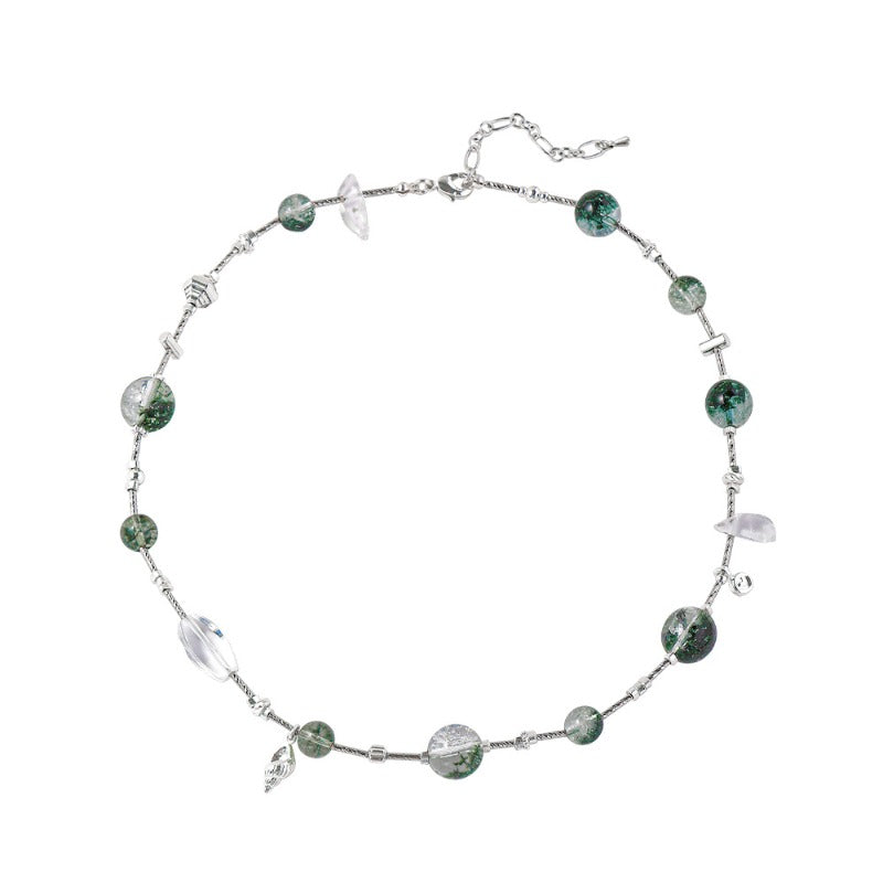 Linglang Summer Vibe Crystal Necklace Natural Stone Beaded Necklaces Charm Necklace Healing Crystal Jewelry Gift