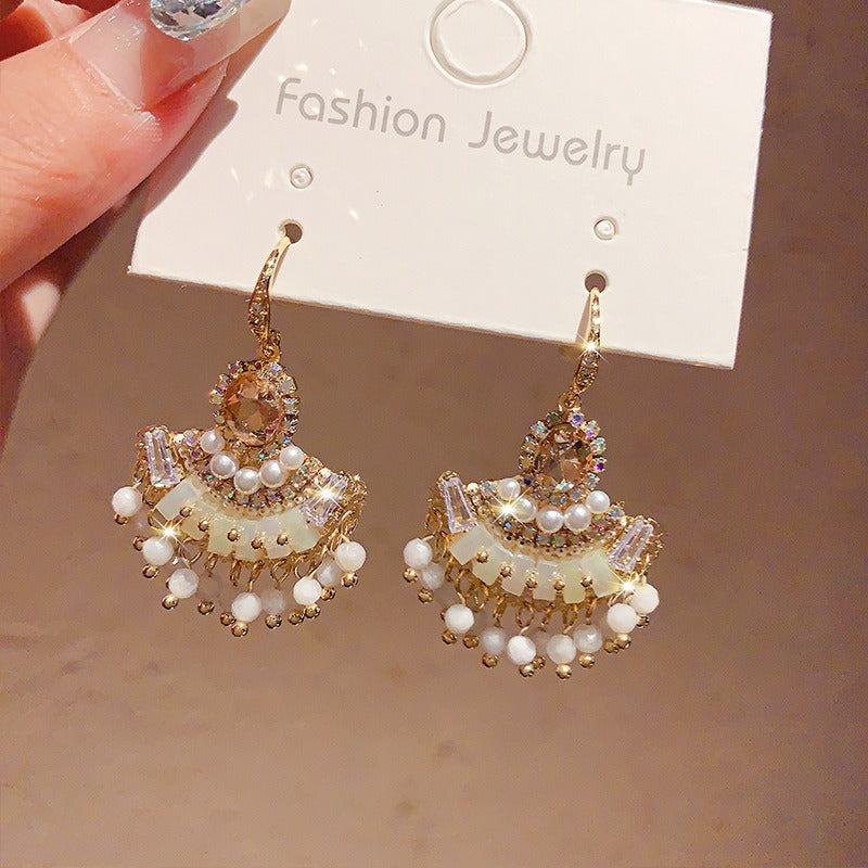 Boho Beaded Earrings Vintage Pearl Earrings Chic Dangle Earrings