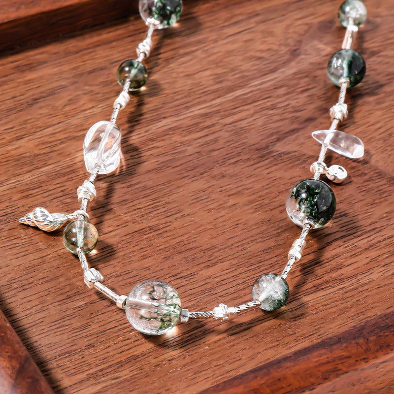Linglang Summer Vibe Crystal Necklace Natural Stone Beaded Necklaces Charm Necklace Healing Crystal Jewelry Gift