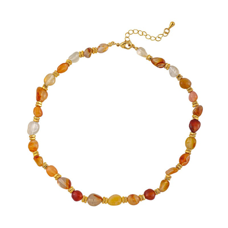 Linglang Colored Crystal Necklaces Natural Stone Beaded Necklace Black Quartz Rutilated Necklace Beaded Jewelry