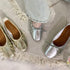 Soft Silver Ballet Flats Shoes Slip on Flats Retro Pointed Toe Flats Women's Flats