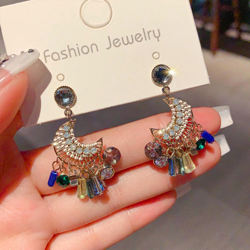 Boho Dangle Earrings Colored Drop Earrings Dreamcatcher Beaded Earrings