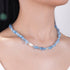 Linglang Handmade Irregular Aquamarine Beaded Necklace Elegant Pearl Necklace Natural Stone Necklace