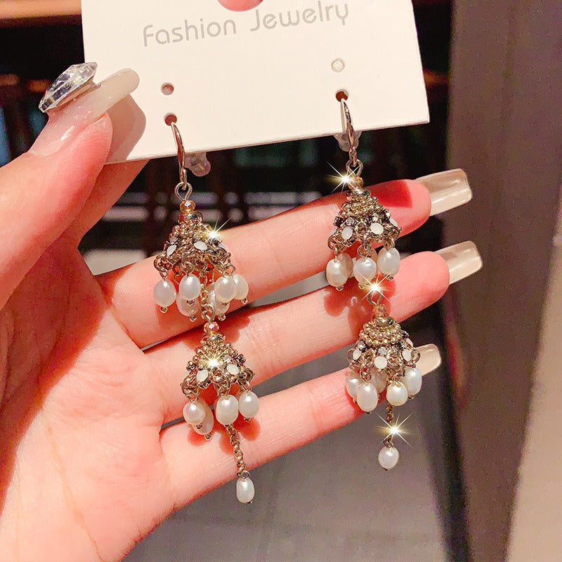 Linglang Pearl Drop Earrings Boho Earrings Pearl Earrings Beaded Earrings Pearl Jewelry for Women