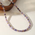 Linglang Purple Natural Stone Necklace Handmade Beaded Necklace Retro Chain Healing Crystal Choker Necklace