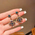 Sterling Boho Drop Earrings Retro Beaded Earrings Vintage Rhinestone Dangle Earrings