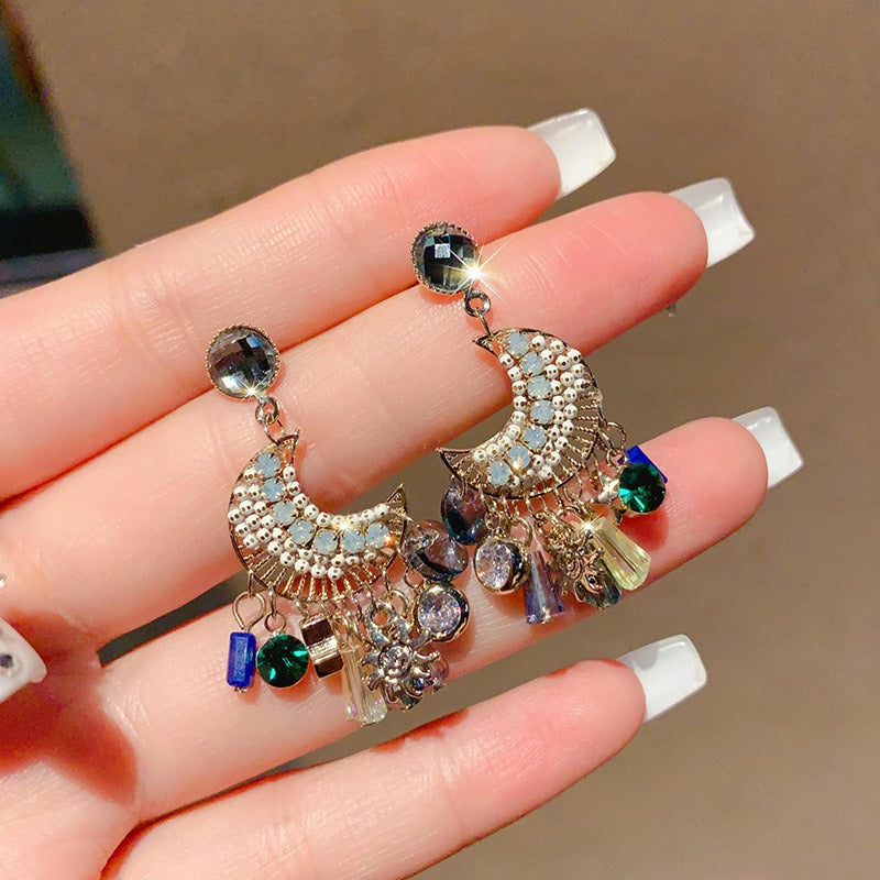 Boho Dangle Earrings Colored Drop Earrings Dreamcatcher Beaded Earrings