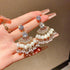 S925 Silver Handmade Natural Pearl Earrings Boho Beaded Drop Earrings