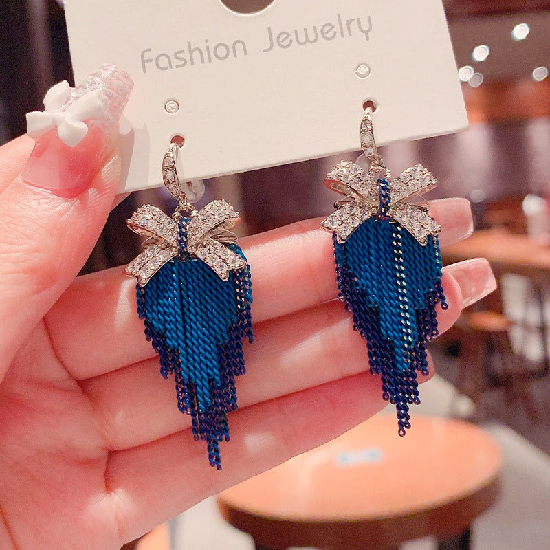 Linglang Vintage S925 Silver Earrings Dangle Earrings Tassel Earrings Retro Jewelry
