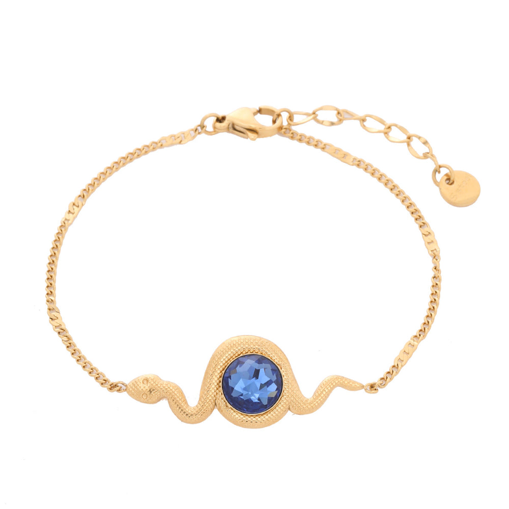 Linglang 18K Gold Plated Bracelet Blue zircon Bracelet Vintage Chain Bracelet Jewelry Gift Retro jewelry