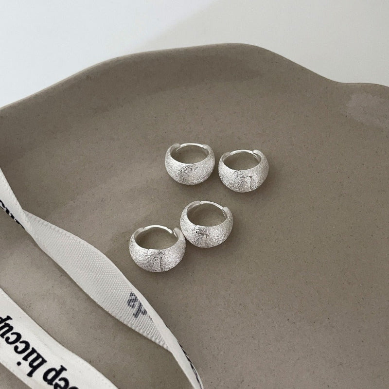 Linglang Matte Silver Hoop Earrings Minimalist Brushed Earrings Jewelry for Girls Dainty Hypoallergenic Earrings