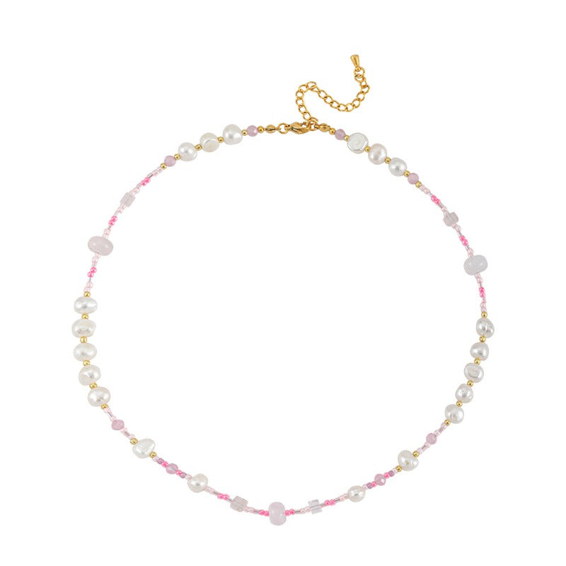 Linglang Colored Beaded Necklace Natural Pearl Necklace for Women Dainty Pearl Choker Jewelry Gift