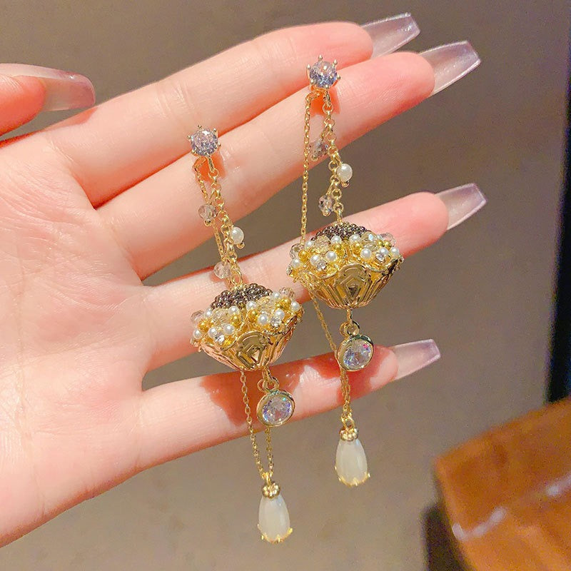 Handmade Boho Drop Earrings Beaded Dangle Earrings Pearl Jewelry