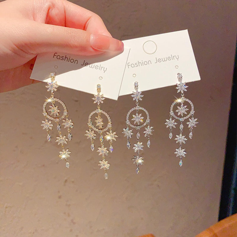 Linglang S925 Silver Earrings Sterling Dangle Earrings Boho Statement Earrings Dainty Drop Earrings for Women