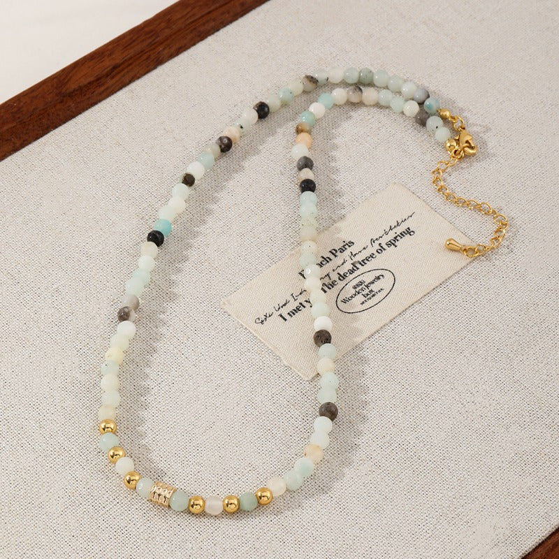 Linglang Beaded Necklaces for Women Natural Stone Summer Beach Gemstone Necklaces Beaded Choker