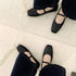 Retro Square Head Mary Jane Shoes with Strap Slip On Flats Black Ballet Flats Mary Jane Flats