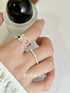 Handmade 925 Sterling Silver Gemstone Open Adjustable Rings Pink