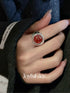 Handmade 925 Sterling Silver Gemstone Open Adjustable Rings Red Agate