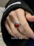 Handmade 925 Sterling Silver Gemstone Open Adjustable Rings Red Agate