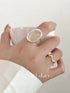 Handmade 925 Sterling Silver Gemstone Open Adjustable Stacking Rings Set White Agate 