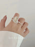 Handmade 925 Sterling Silver Gemstone Open Adjustable Stacking Rings Set White Agate 