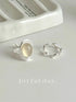 Handmade 925 Sterling Silver Gemstone Open Adjustable Stacking Rings Set White Agate 