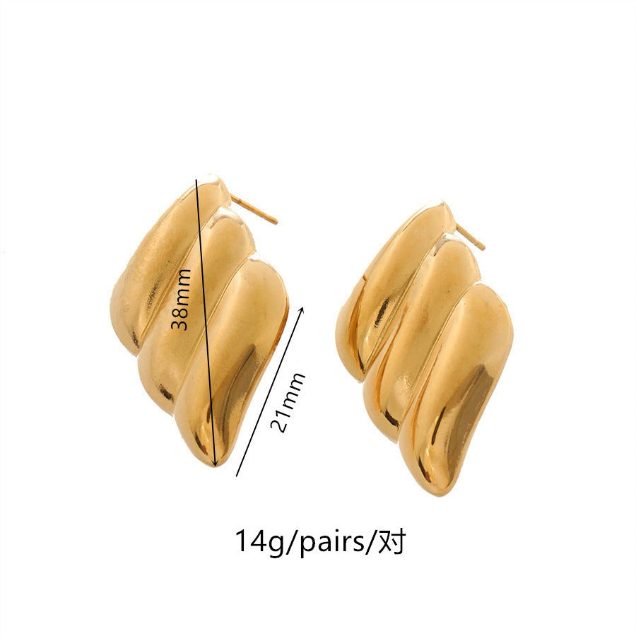 3Pairs Aurora Gold Plated Titanium Statement Stud Earrings for Women