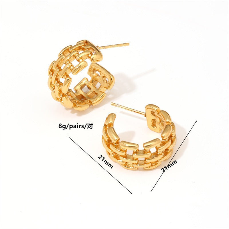Eloise Gold Plated Titanium Statement Stud Earrings for Women 1 Pair