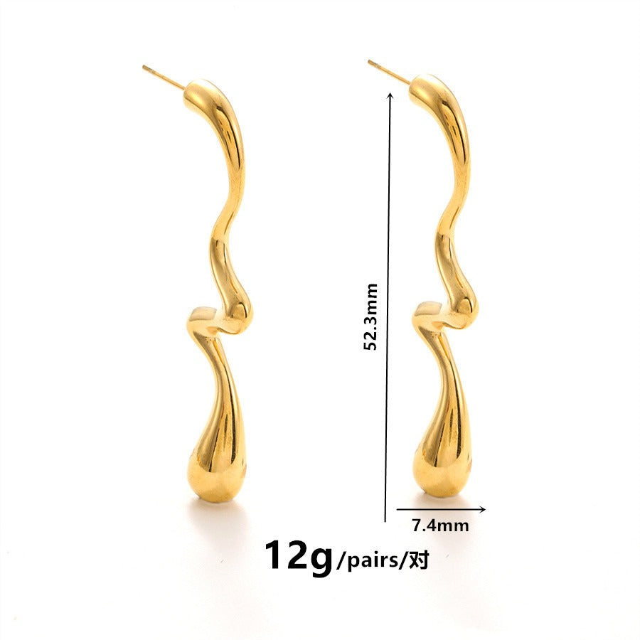 Marquis Gold Plated Titanium Statement Dangle Earrings for Women 1 Pair