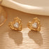Ellody Gold Plated Titanium Pearl Statement Stud Earrings for Women 1 Pair