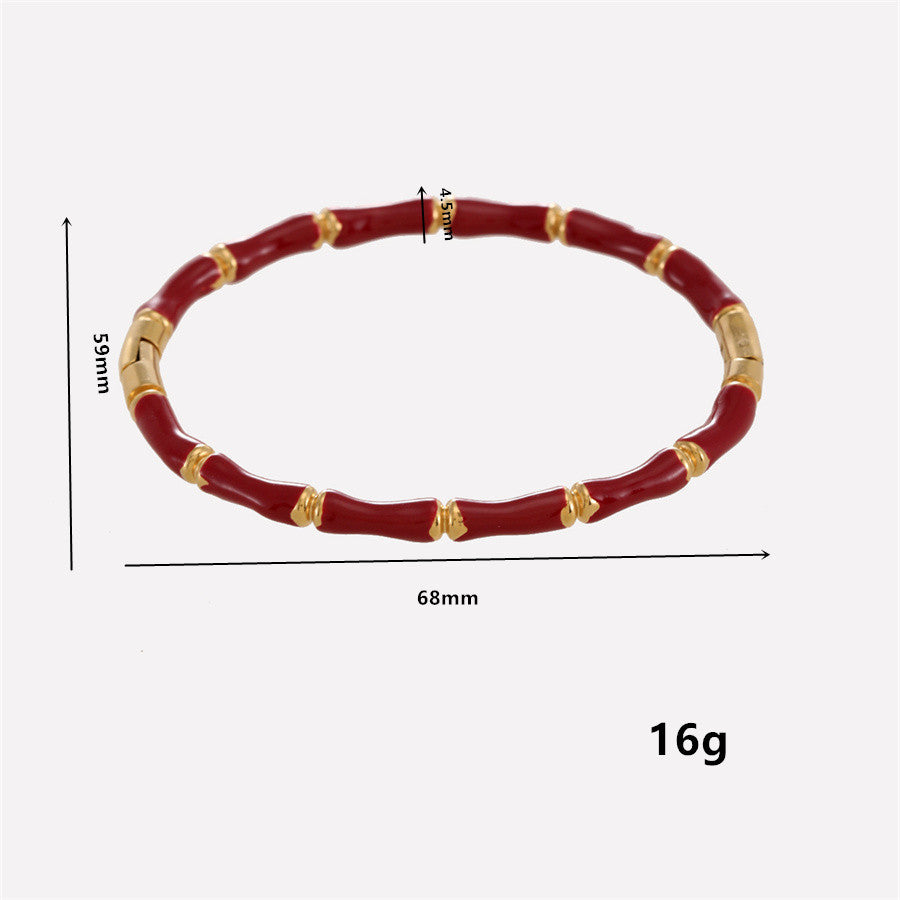 Kaia Titanium Gold-plated Enamel Epoxy Bamboo joints Adjustable Bracelets