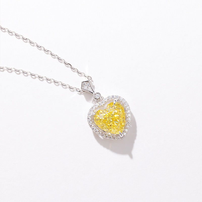 Yamilet 925 Sterling Silver Yellow Heart Gemstone Pendant Adjustable Necklace