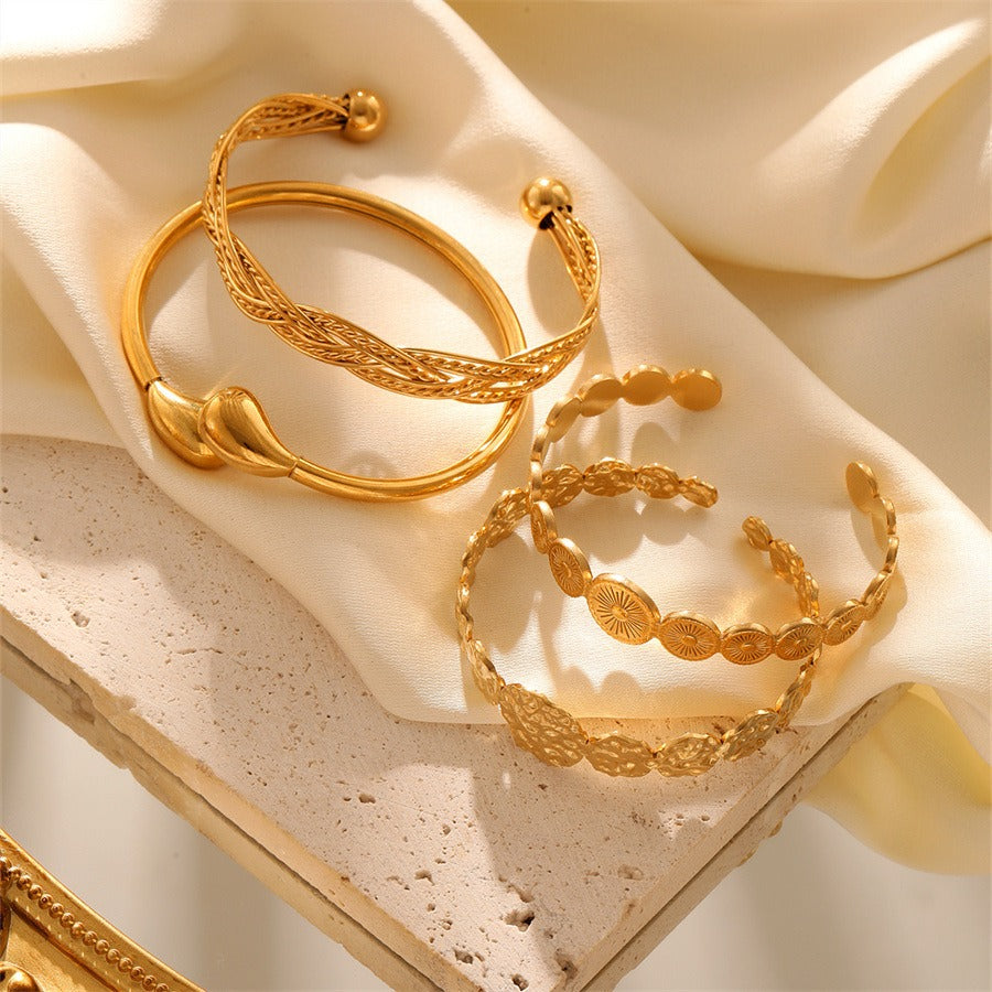 Ava Titanium Gold-plated Open Adjustable Bracelets