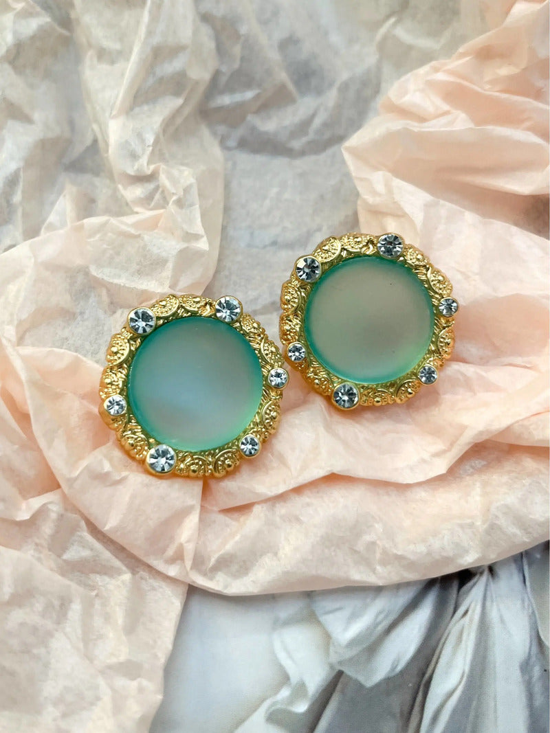 Retro Matte Glass Exquisite Earrings with 925 Silver Stud