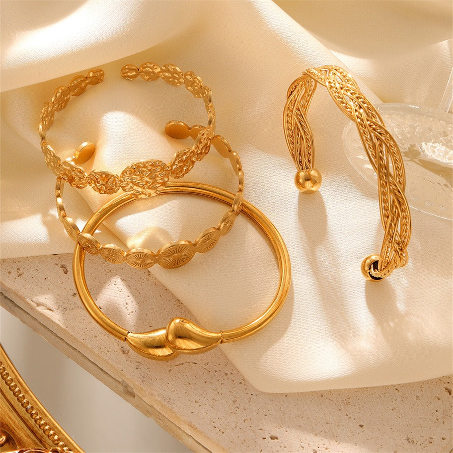 Ava Titanium Gold-plated Open Adjustable Bracelets