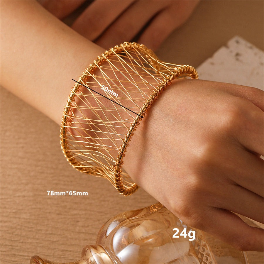 Harper Titanium Gold-plated Open Adjustable Bracelets