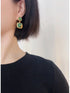 Retro Green Matte Enamel Dangle Earrings with 925 Silver Stud