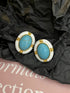 Retro Oval Blue Earrings with 925 Stud
