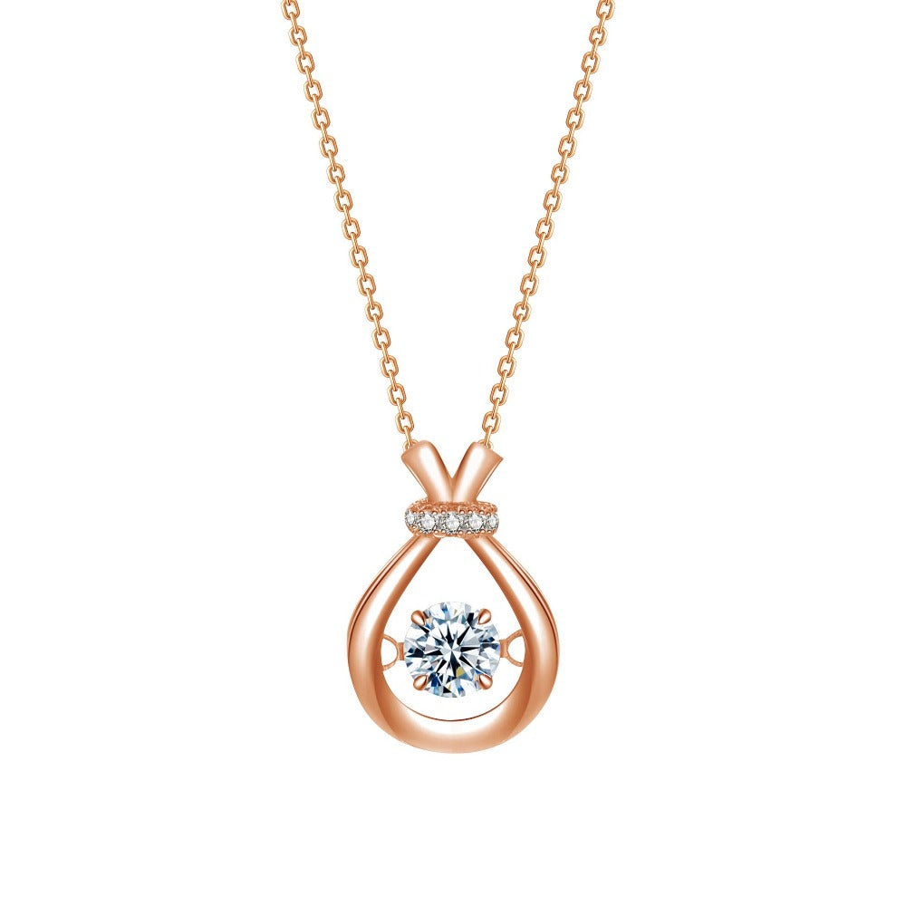 925 Sterling Silver Gold-plated Water-drop Adjustable Zircon Necklace