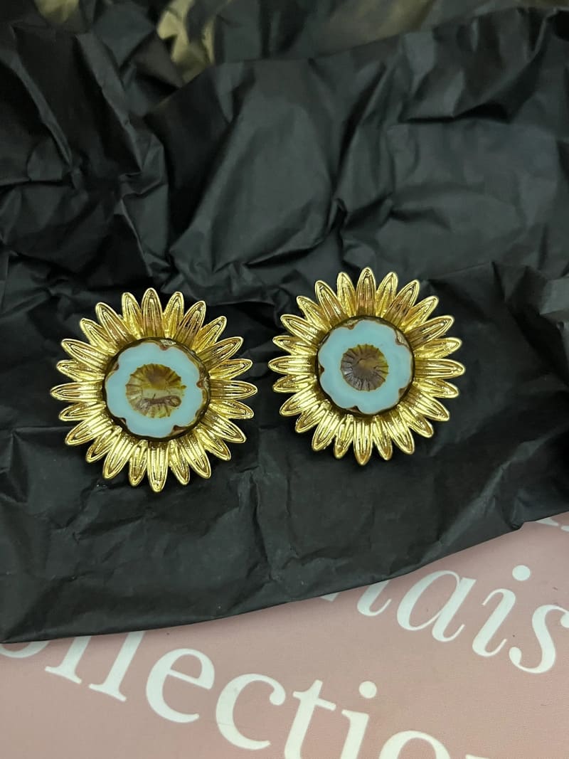 Retro Sunflower Earrings with 925 Silver Stud