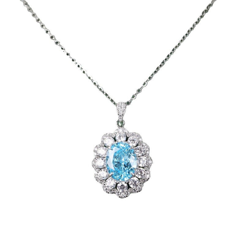 Clara 925 Sterling Silver Blue Gemstone Pendant Adjustable Necklace
