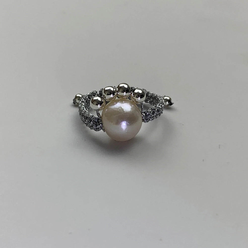 Handmade S925 Silver Wire Pearl Rings Paw