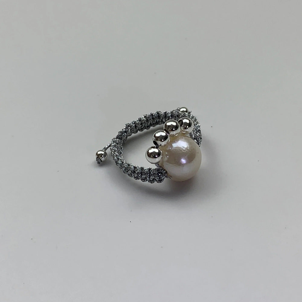 Handmade S925 Silver Wire Pearl Rings Paw