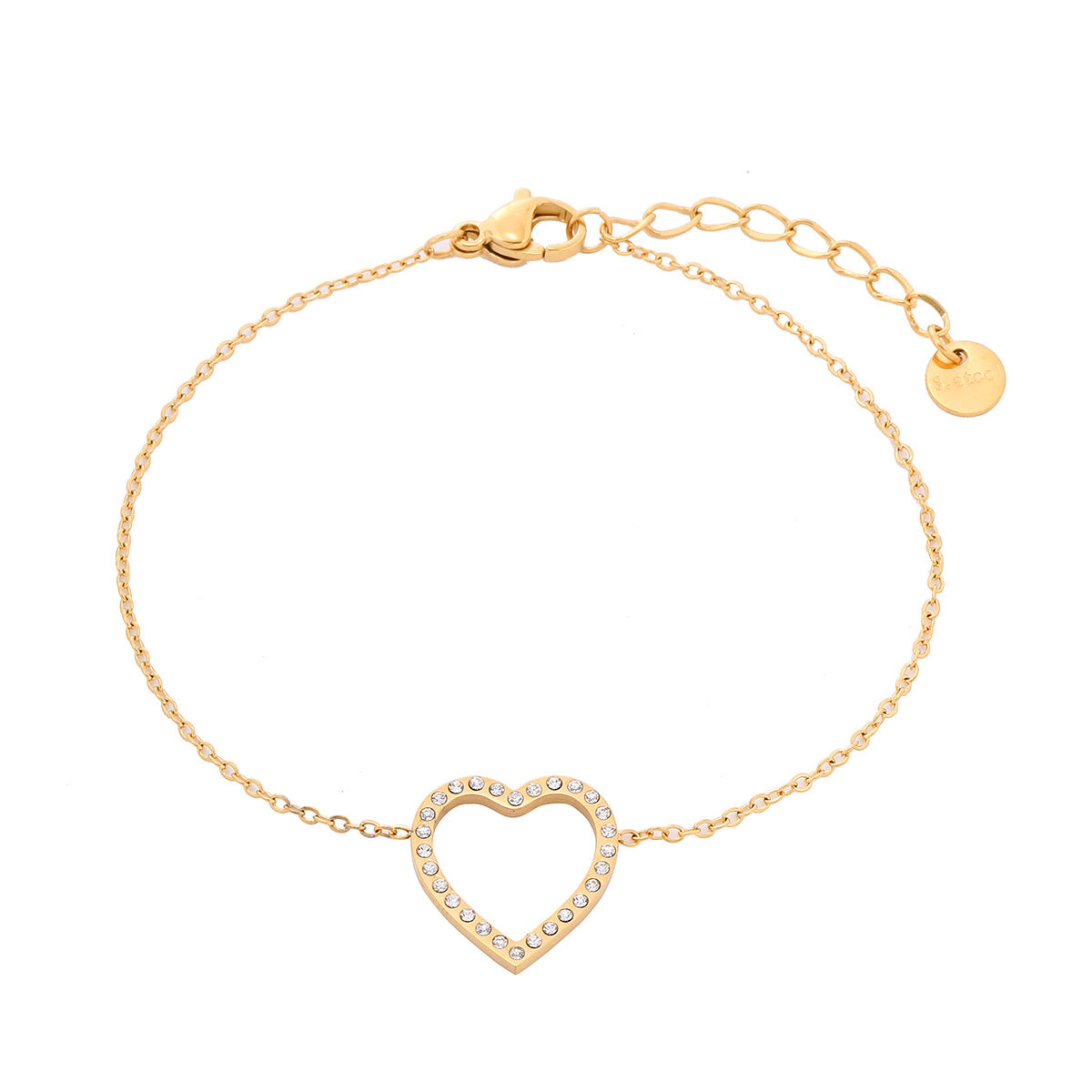 Linglang 18 Gold Plated Heart Charm Chain Bracelet Gold Initial Bracelets Jewelry Gifts for Women Girls