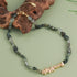 Linglang Natural Agate Beaded Necklace Retro Style 18K Gold-plated Collarbone Chain Natural Stone Jewelry